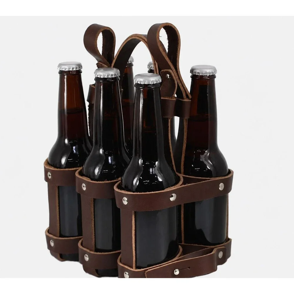 Fyxation's MILWAUKEE 6-Pack Bottles Or Cans Bike Caddy Full Grain Leather EUC